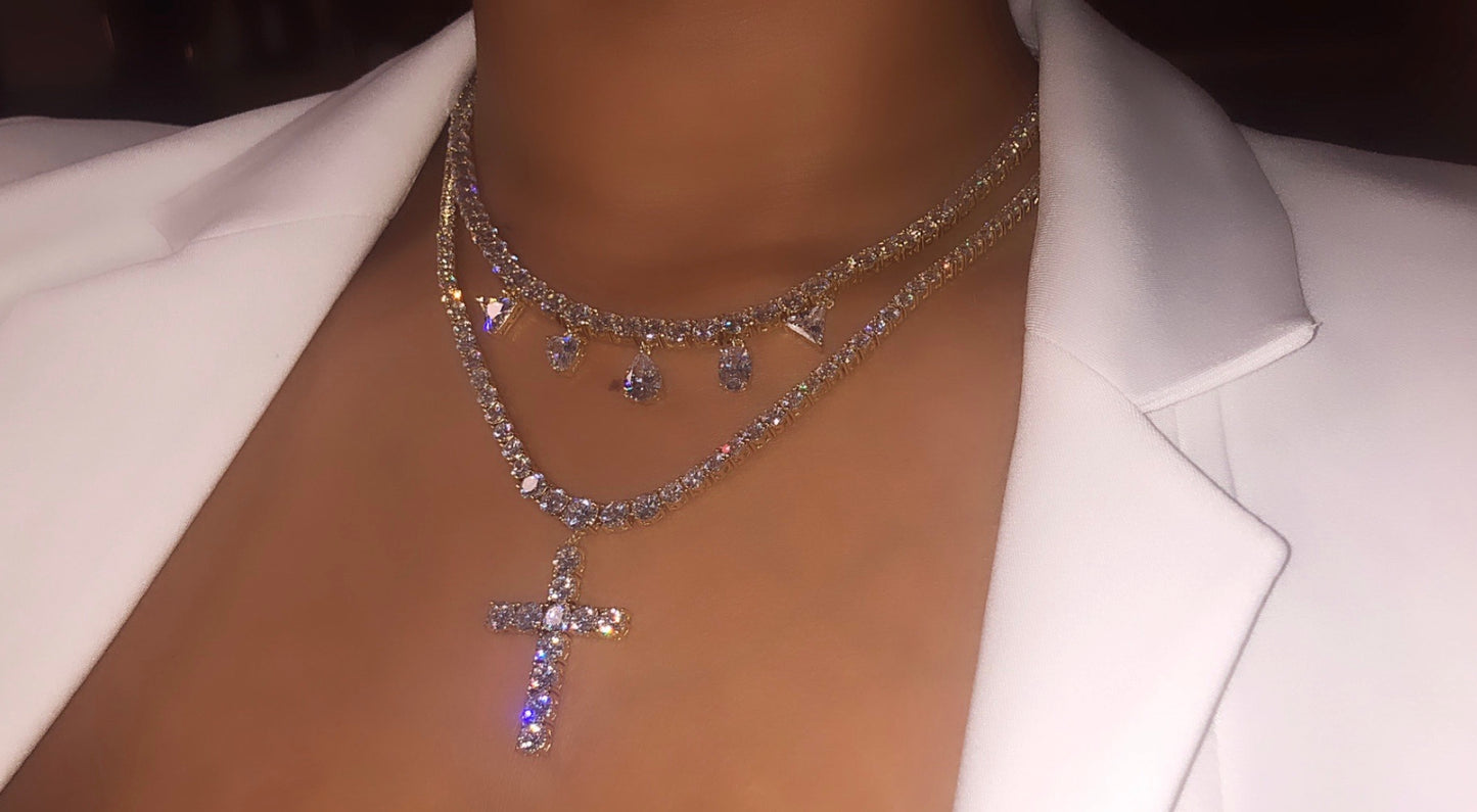 Cross Tennis Necklace