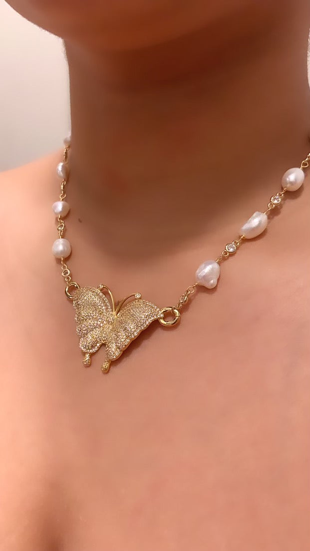 Pearl Butterfly Necklace