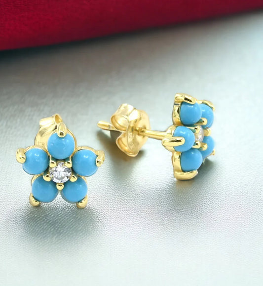Torquiose Flower Studs