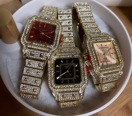 Fully Iced Out Gold Watch
