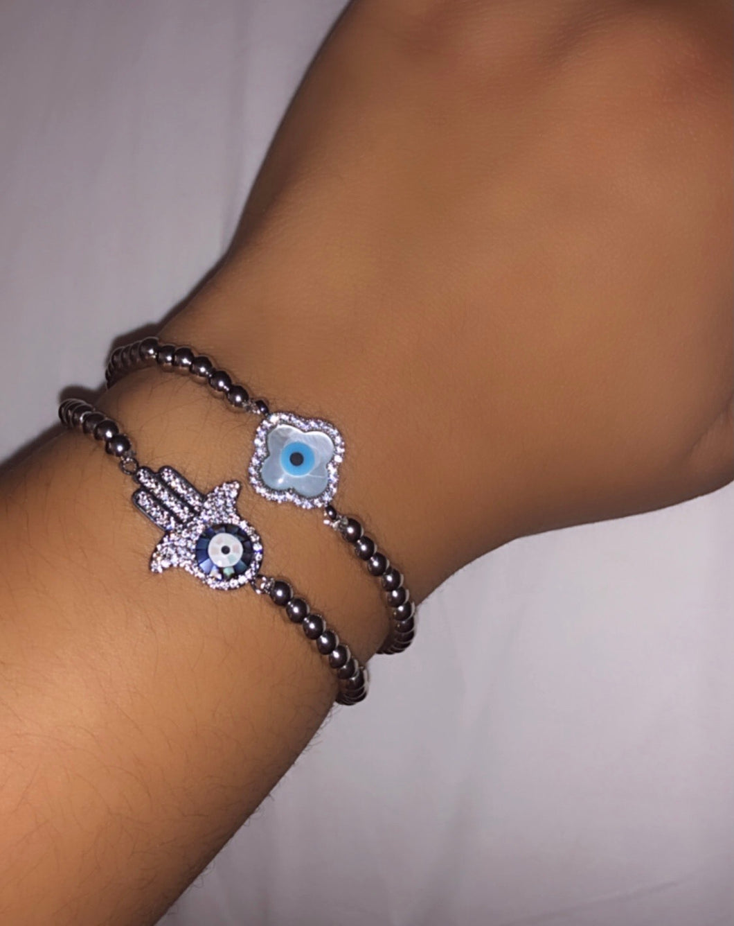 Silver Protection Beaded Bracelet