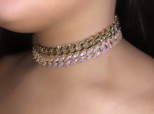 Load image into Gallery viewer, Pink/Gold Cuban Choker
