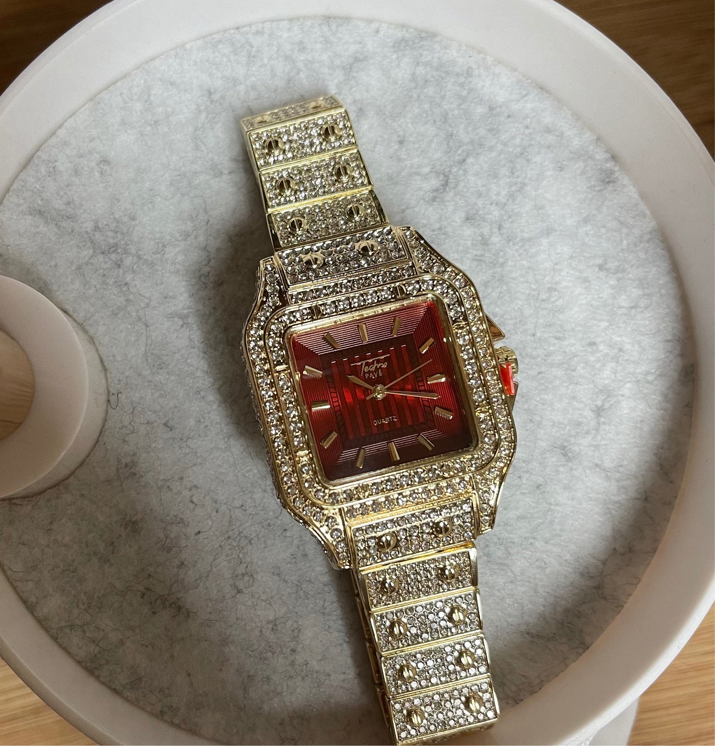 Fully Iced Out Gold Watch