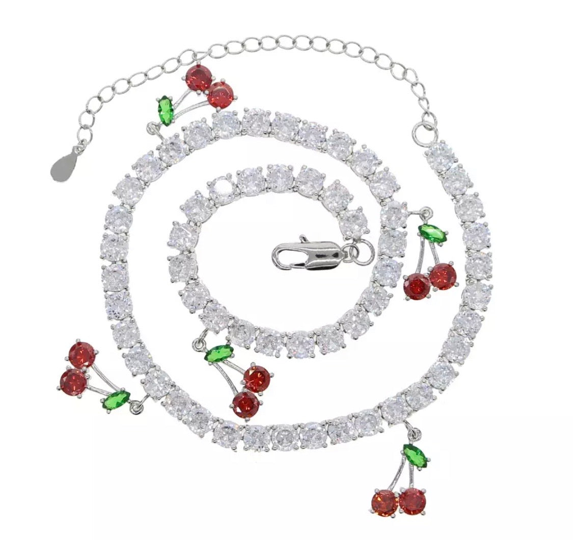 Cherry Tennis Necklace