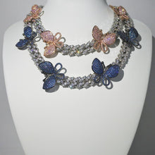 Load image into Gallery viewer, Custom Silver/Blue Butterfly Cuban
