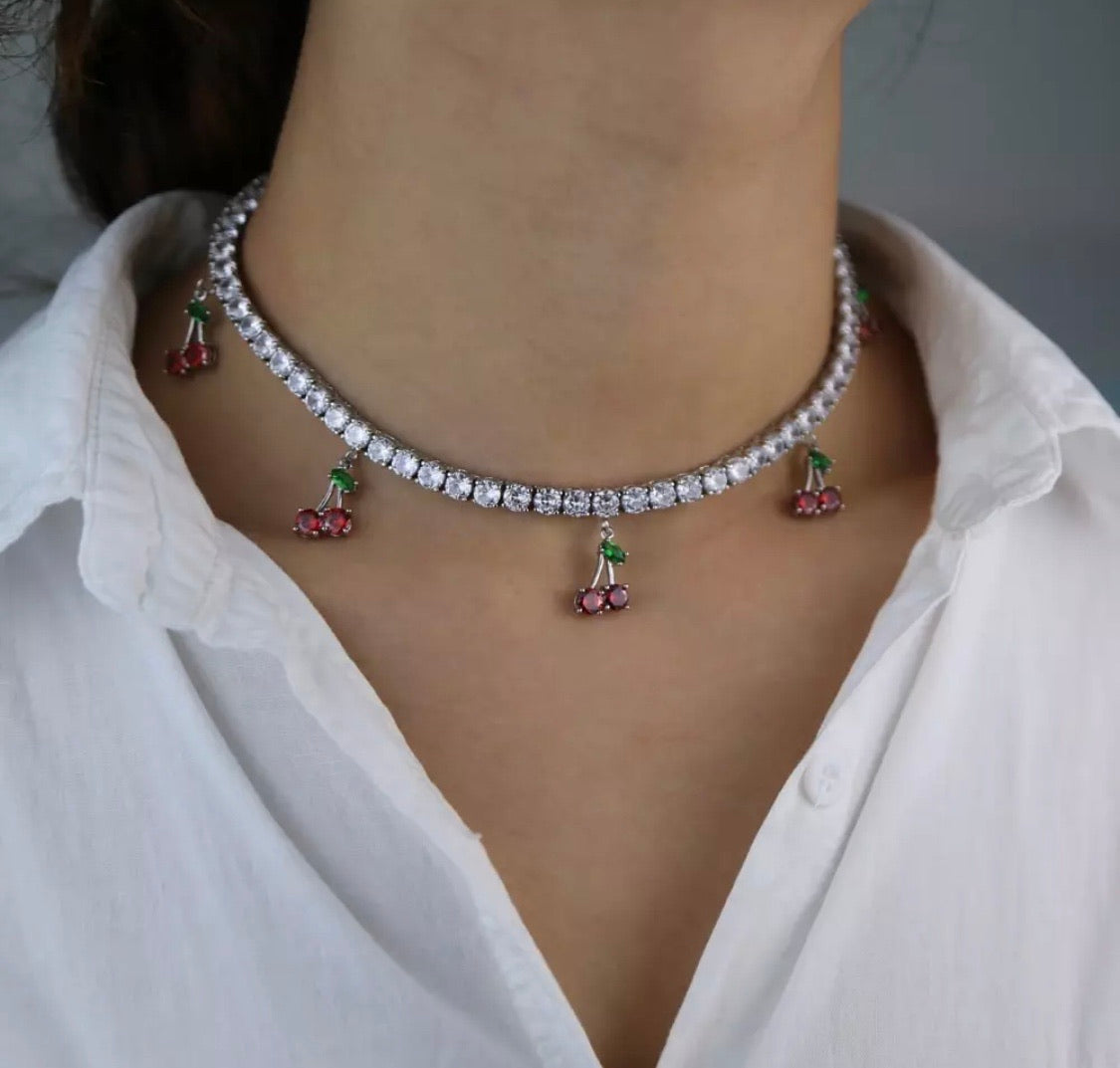 Cherry Tennis Necklace