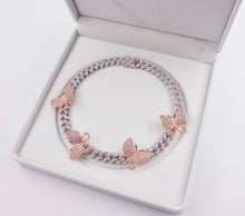Load image into Gallery viewer, Custom Silver/Pink Butterfly Cuban
