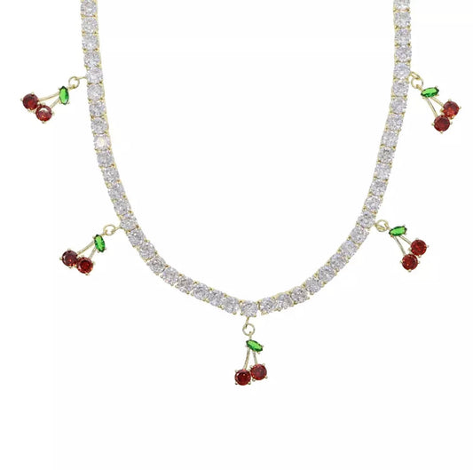 Cherry Tennis Necklace