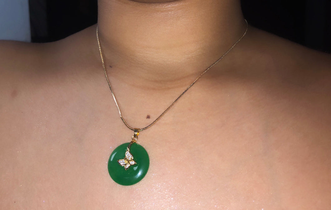 Circle Butterfly Jade Necklace