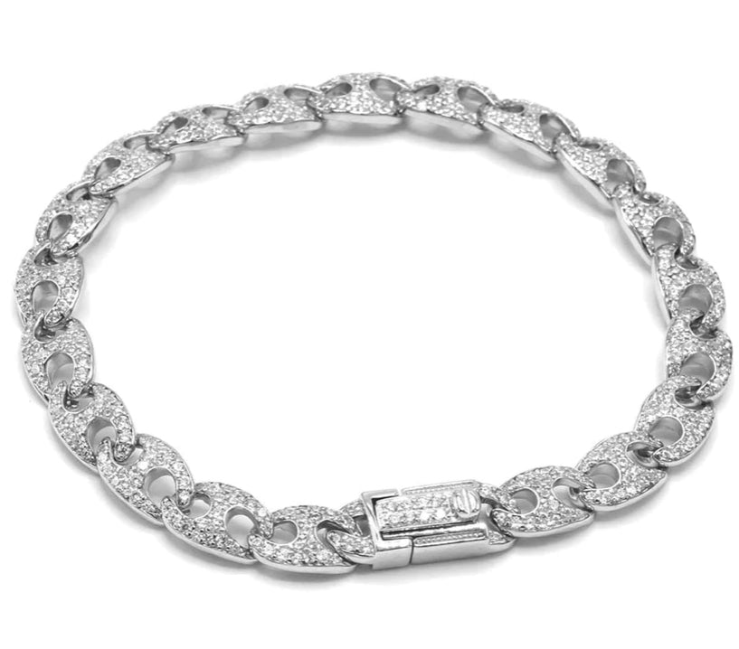 Sterling Silver Iced Link Bracelet